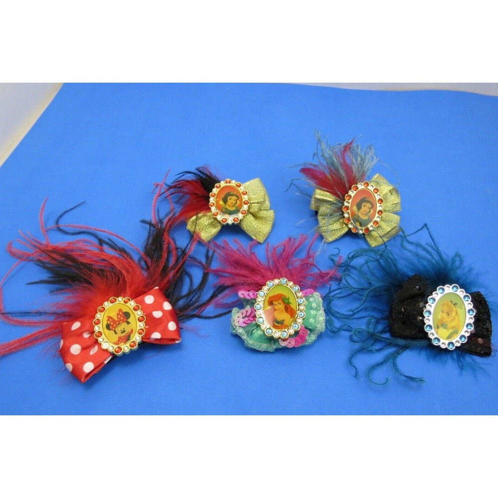 Disney Princess Hair Pin Barrettes Set of 5 Feathers Multicolor Accessories